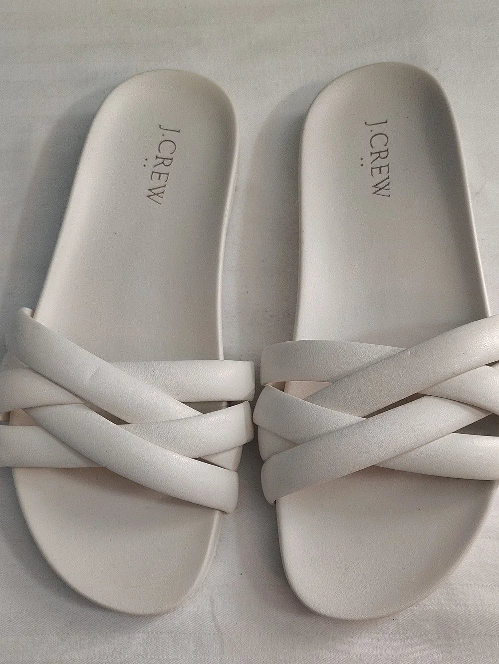 J. Crew White Crisscross Slide Sandals Size 8